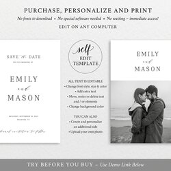 Perfect Save The Date Template Elegant Editable Instant Download Try Before
