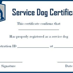 Service Dog Certificate Template Free Dogs Training Templates Printable Certificates Blank Word Registration