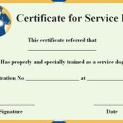 Smashing Service Dog Certificate Template Free Training Adoption