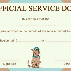 Magnificent Service Dog Certificate Template Templates Example Emotional Dogs Certificates