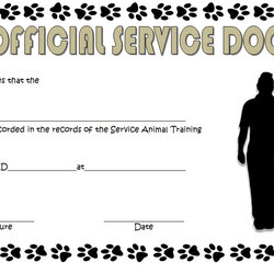 Superlative Service Dog Certificate Template
