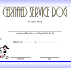 Super Service Dog Certificate Template Latest Designs Training Templates Printable Certification Certificates