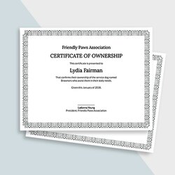 Champion Service Dog Certificate Template Google Docs Word Editable Free