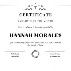 Service Dog Certificate Template White Employee Of The Month Award