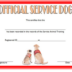 Preeminent Service Dog Certificate Template Latest Designs Certification Printable