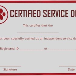 Free Printable Service Dog Certificate Templates