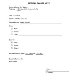 Wonderful Free Doctor Note Templates For Work Or School Template