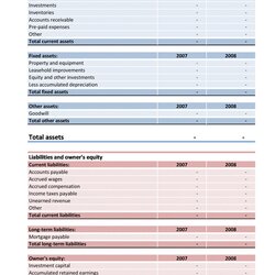 Outstanding Free Balance Sheet Templates Examples