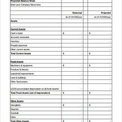 Balance Sheet Template For Small Business The Best Example Projected