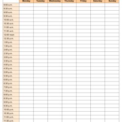 Peerless Best Images Of Hour Calendar Printable Schedule Template Weekly Planner Excel Hourly Daily Templates