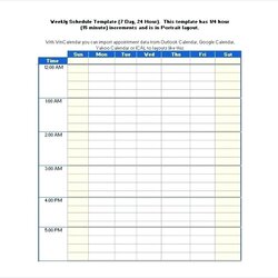 Very Good Exceptional Blank Schedule Template Day Hours Weekly Calendar Hour Hourly Tentative Excel
