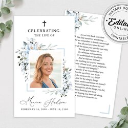 Excellent Memorial Cards For Funeral Template