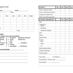Excellent Report Card Template Middle School