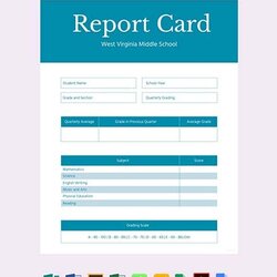 Spiffing Middle School Report Card Template Illustrator Excel Word Apple Editable