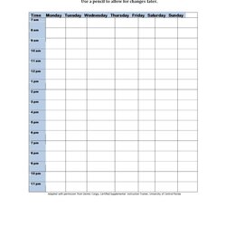 Tremendous Effective Hourly Schedule Templates Excel Ms Word Template