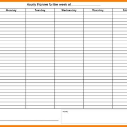 Great Schedule Template Hourly Printable Daily Excel