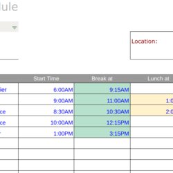 Matchless Hourly Schedule Template Excel Collection Word Source Image