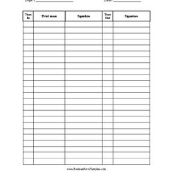 Sterling Employees Sign In Sheet Simple Template Design Employee Of