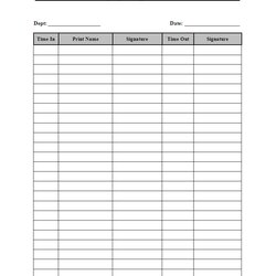 Employee Sign In Sheet Template Daily Printable Calendar Blank Weekly Form Increments Minute Star Appointment