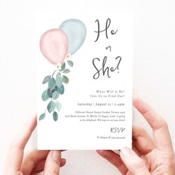 Tremendous Gender Reveal Invitations Template Editable Baby Invite