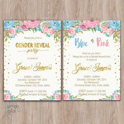 Excellent Gender Reveal Invitation Printable Invites Invitations Party Baby Boy Girl Description
