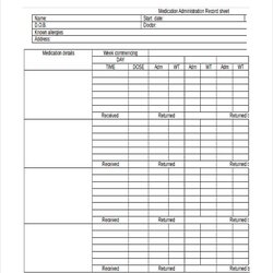 Preeminent Medication Sheet Template Free Word Excel Documents Download Log Chart Patients Record