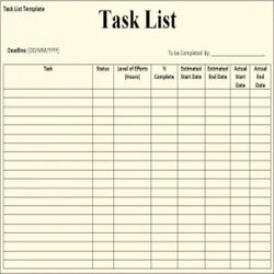 Daily Task List Template Templates Work Job Do Word Excel Formats