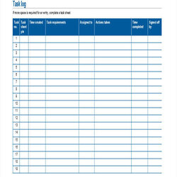 Daily Task List Template Business Log Sheet