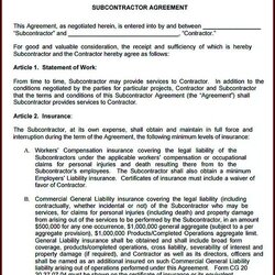 Simple Subcontractor Agreement Template Templates Resume Examples Contractor Free