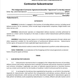 Exceptional Free Sample Subcontractor Agreement Templates In Ms Word Excel Template Construction Contractor