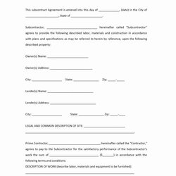 Supreme Free Subcontractor Agreement Template Word Beautiful Detail Invoice Subcontractors