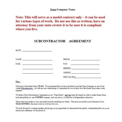 Great Subcontractor Agreement Check More At