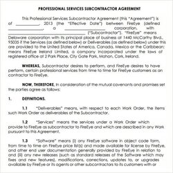 Legit Subcontractor Agreement Template Contract Agreements Formats Examples Image