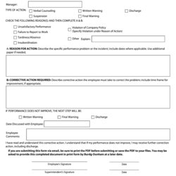Matchless Corrective Action Form Fill Online Printable Blank Disciplinary Unforgettable Large