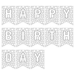 Very Good Best Images Of Happy Birthday Banners Printable Outline Banner Template Flag Templates Via