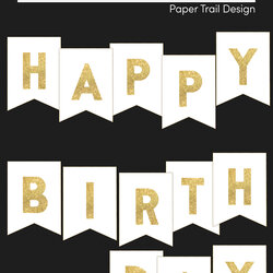 Excellent Happy Birthday Banner Printable Template Paper Trail Design Long