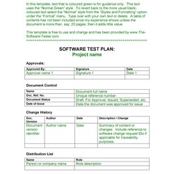 Terrific Software Test Plan Templates Examples Template