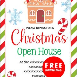 Exceptional Free Printable Christmas Open House Invitations Templates