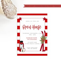 Very Good Holiday Open House Invitation Template Editable Printable
