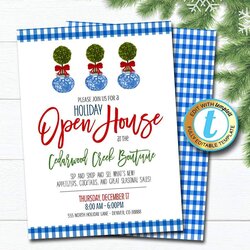 Holiday Open House Invitation Flyer Editable Template