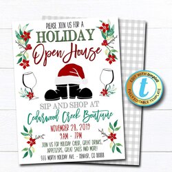 Brilliant Holiday Open House Invitation Christmas Boutique Shopping Event School Flyers