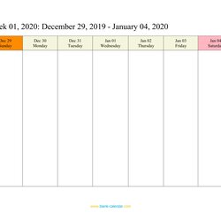 Weekly Calendar Word Excel Printable Week Blank Work Template Monday Friday Through Year Doc Format Pick