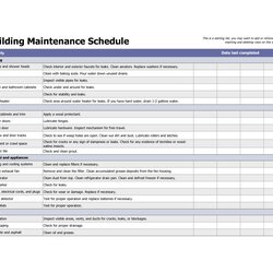 Swell Building Maintenance Schedule Excel Template