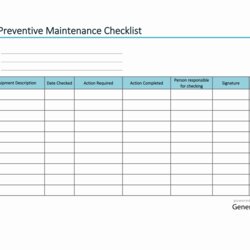 Excel Maintenance Template