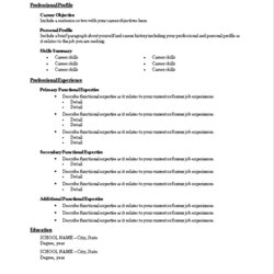 Sublime Microsoft Word Functional Resume Template Resumes And Templates Following Button