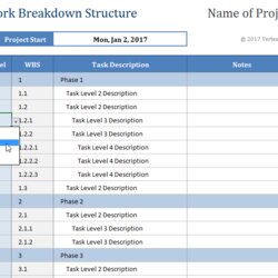 Outstanding Work Breakdown Structure Template Excel Project Templates Management Schedule Plan Business