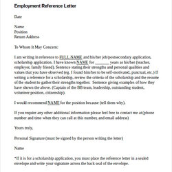 Peerless Employment Reference Letter Templates Free Sample Example Format Template Recommendation Teacher