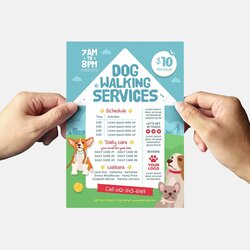 Cool Dog Walking Flyer Template Vector