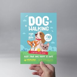 Dog Walking Flyer Template Vector