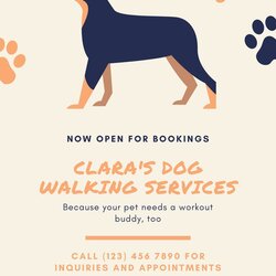 Wonderful Dog Walking Template Cream Paws Illustration Walker Flyer